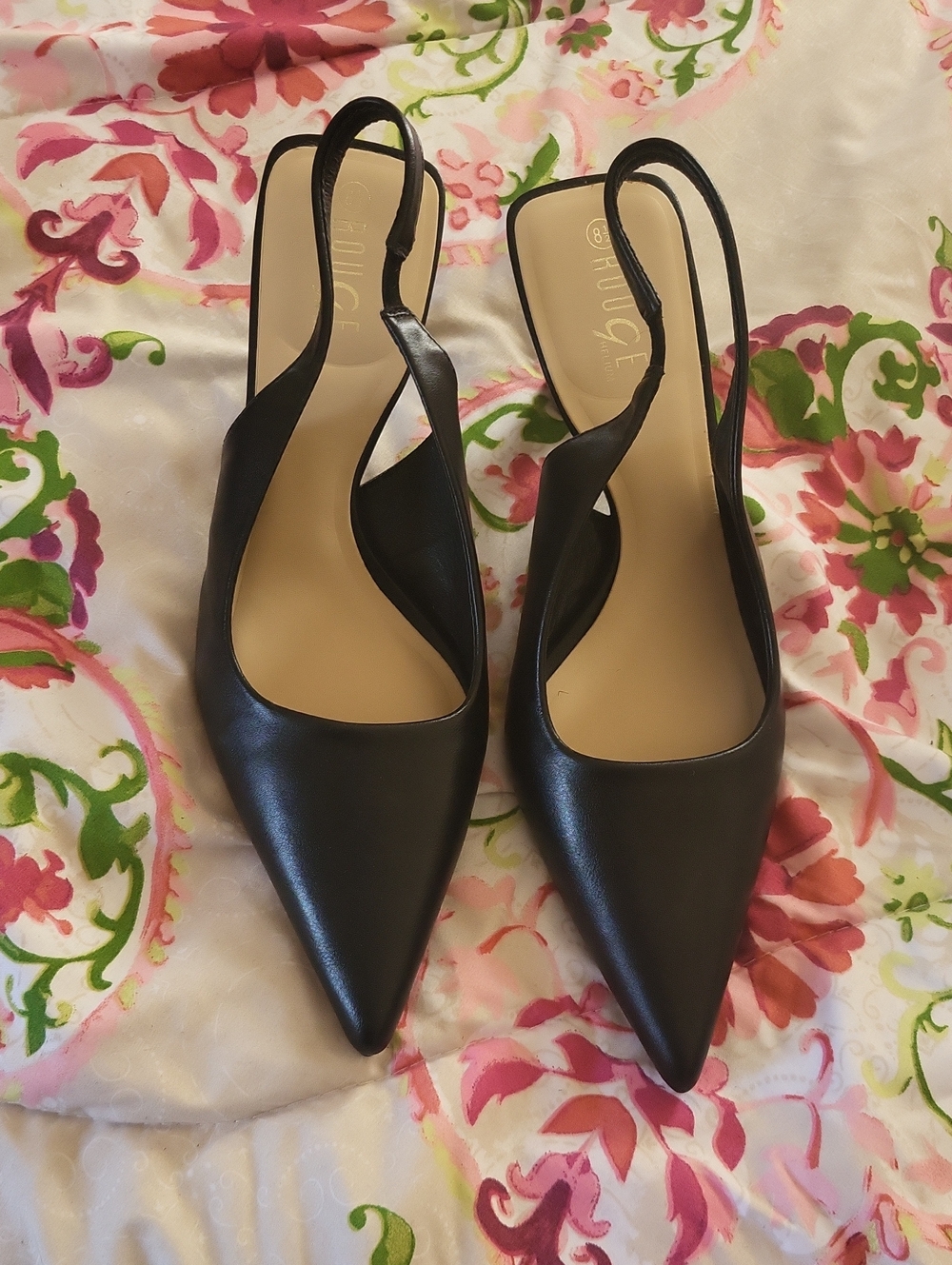 Rogue Black Pointed Slingback Mules